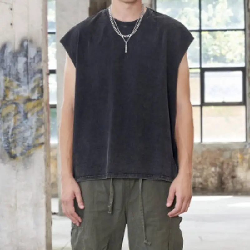 Retro Loose 100% Cotton Vest-3