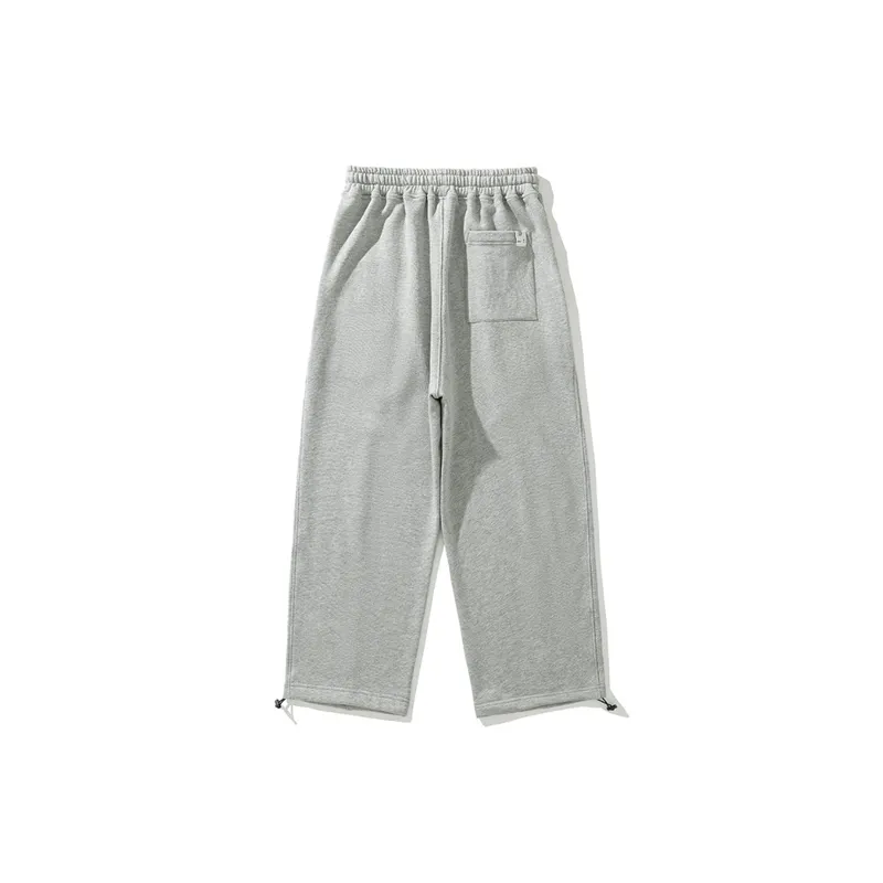 Solid Color Stitching Straight Leg Casual Pants-1