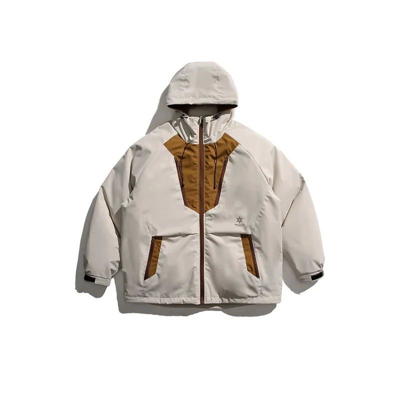 Contrast Stitching Hooded Down Jacket-0