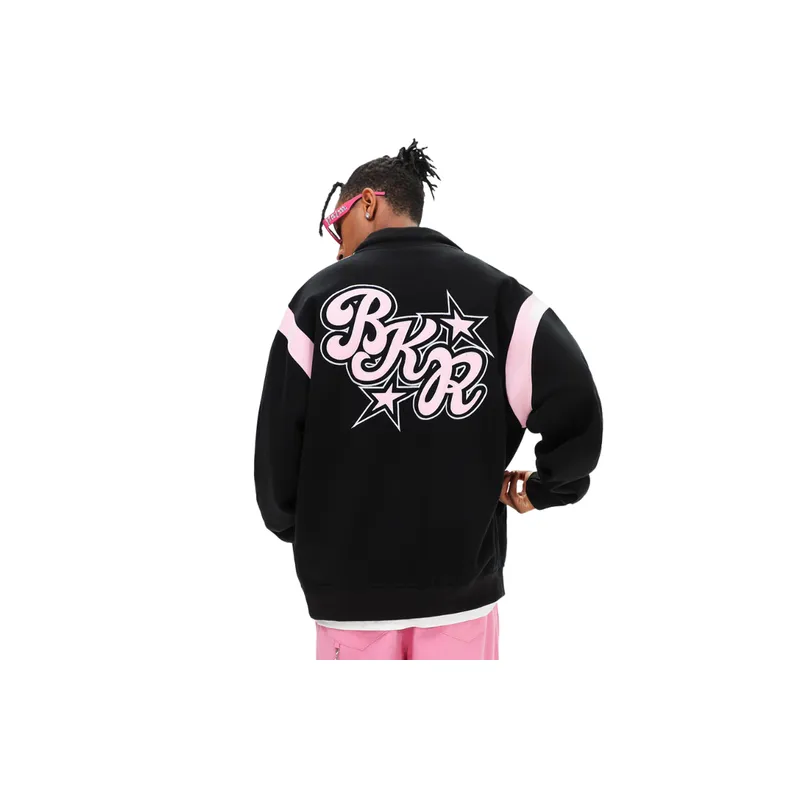 Fashion Brand Star Embroidered Loose Sweatshirt Coat-7