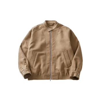Casual Plain Woolen Fabric Jacket