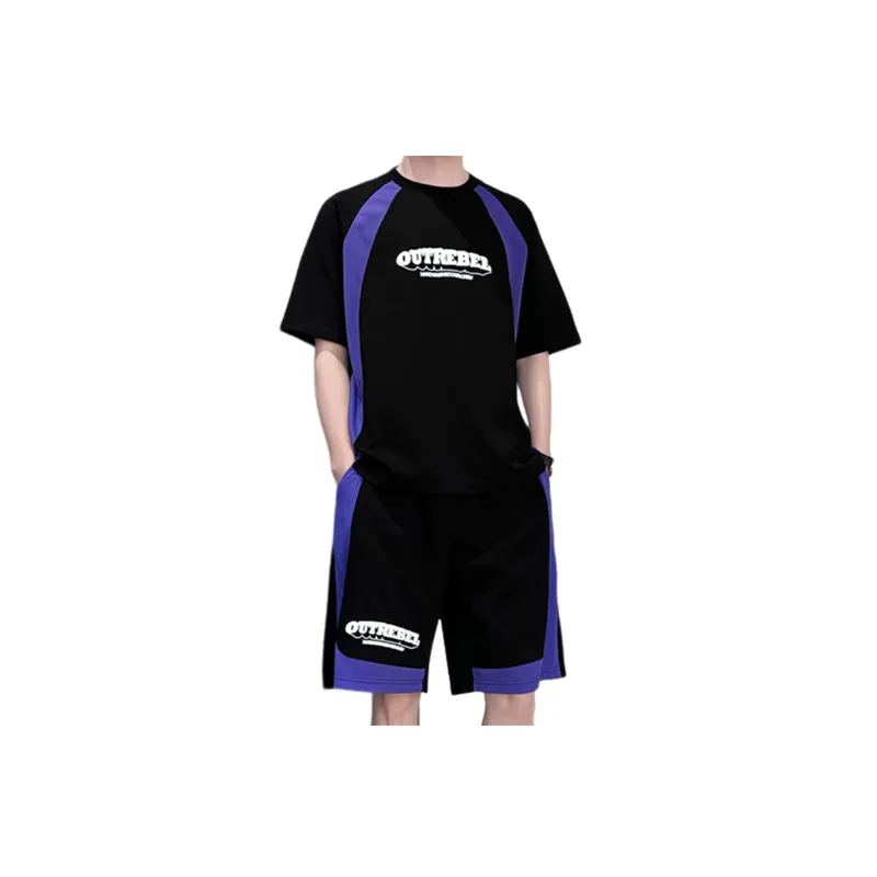 Loose Half Sleeved T Shirt And Shorts Set-0