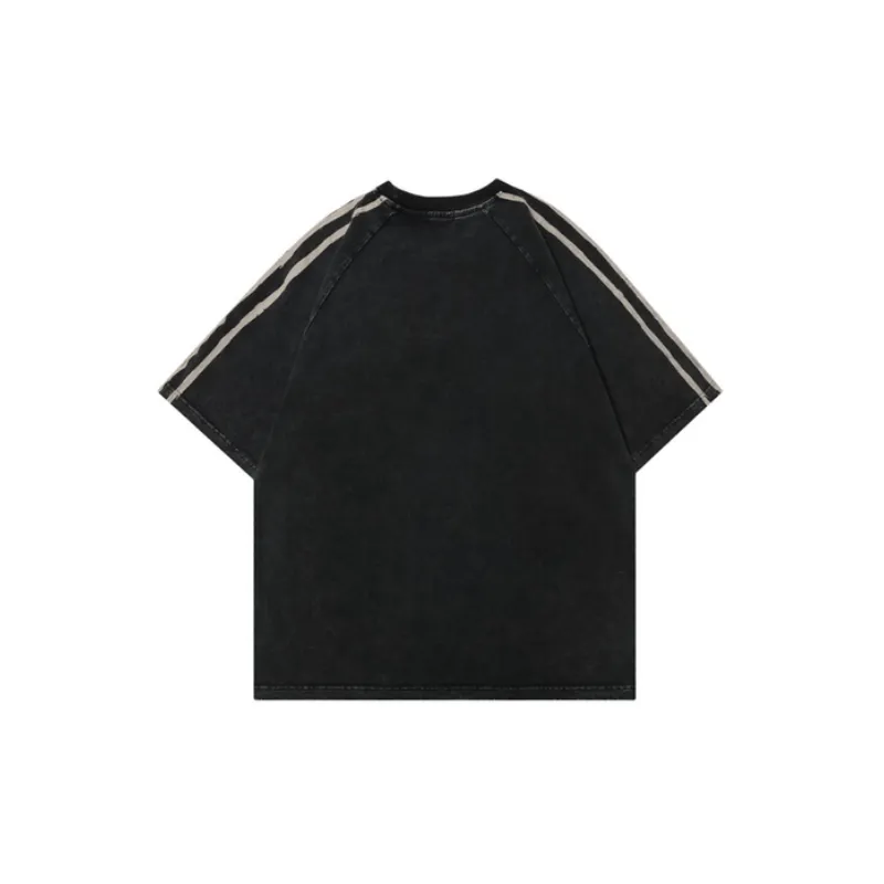 Letter Printing Loose Washed T Shirt-1
