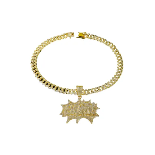 Hip Hop Bold Diamond Letter Necklace
