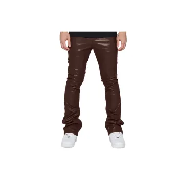 Casual Plain PU Leather Pants