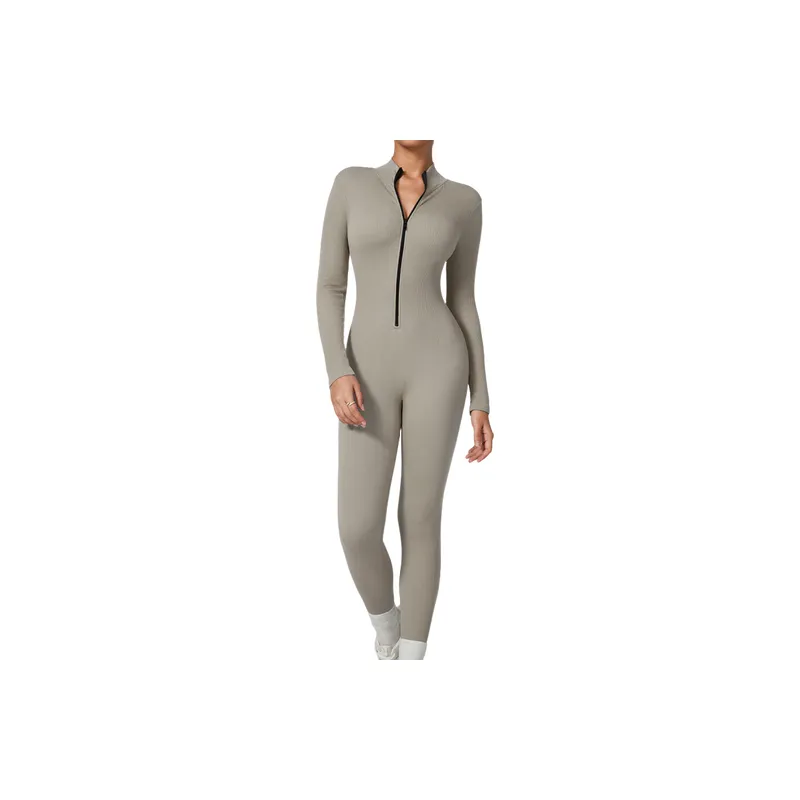 Basics Zipper Blended Synthetic Fabrics Bodysuit Women-0