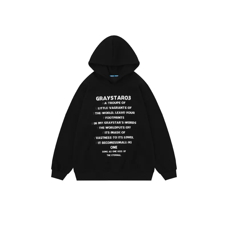 Retro Letter Printed Loose Hoodie-8