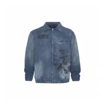 Long Sleeve Denim Printed Loose Fashionable Washed Jacket