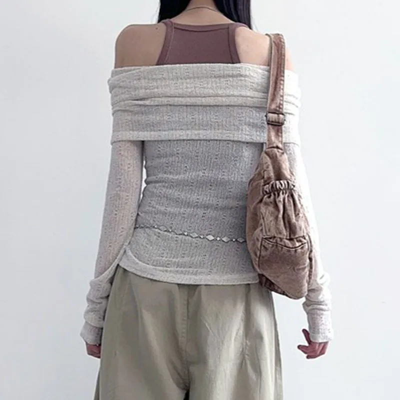 Casual Retro Knitted Fabric T Shirt-2