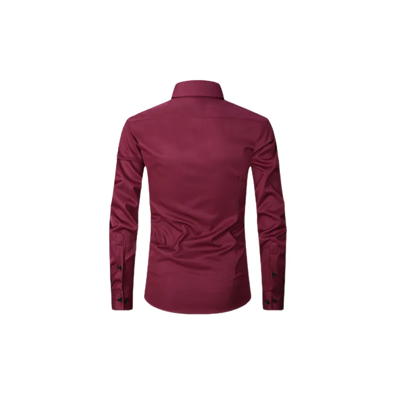 Business Plain Blended Synthetic Fabrics Shirt-7