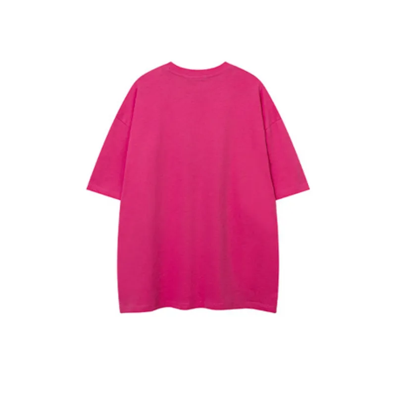 Retro Font Fuzzy Printing Craft Round Neck T shirt-4
