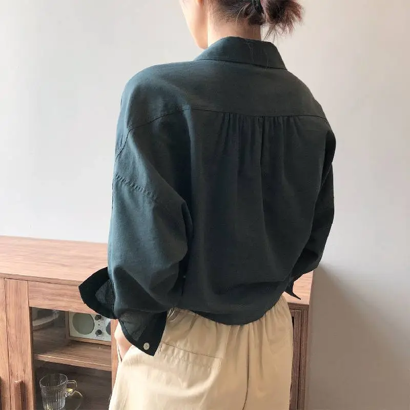 Casual Loose Lyocell Shirt Women-3