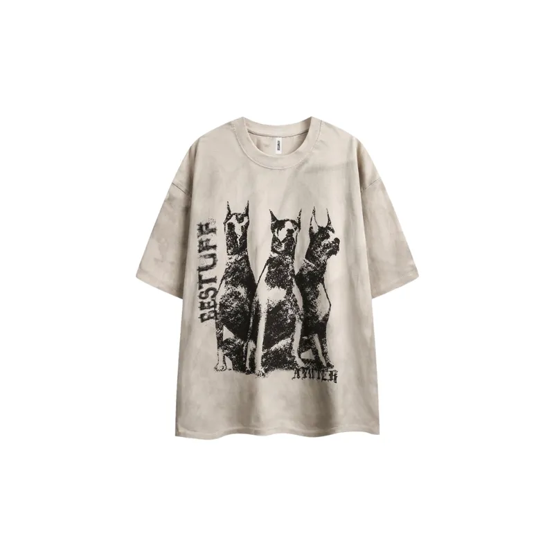 Doberman Print HipHop Half sleeved T Shirt-0