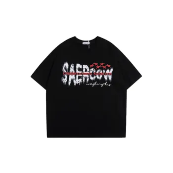 Fuzzy Letter Retro Hip Hop Short Sleeved Shirt