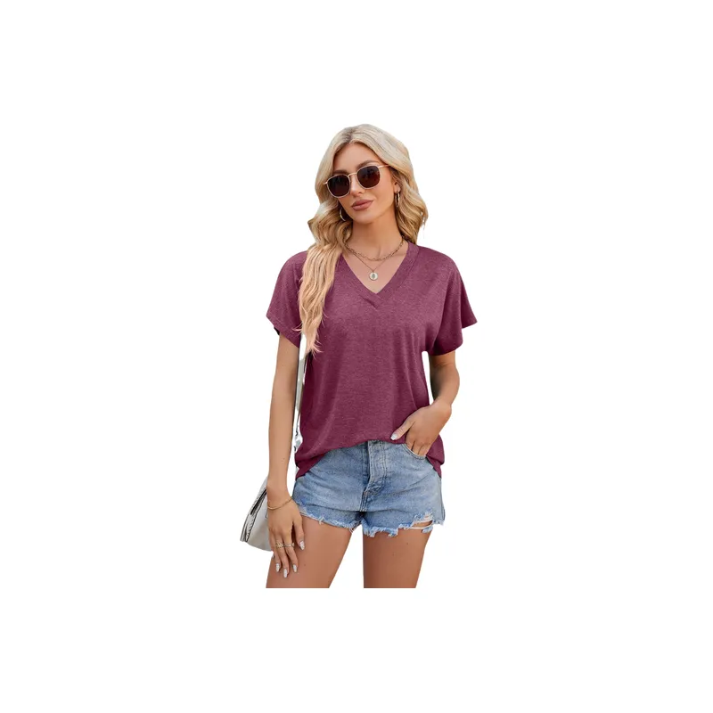 Plain Simple Colored Cotton T Shirt Women-2