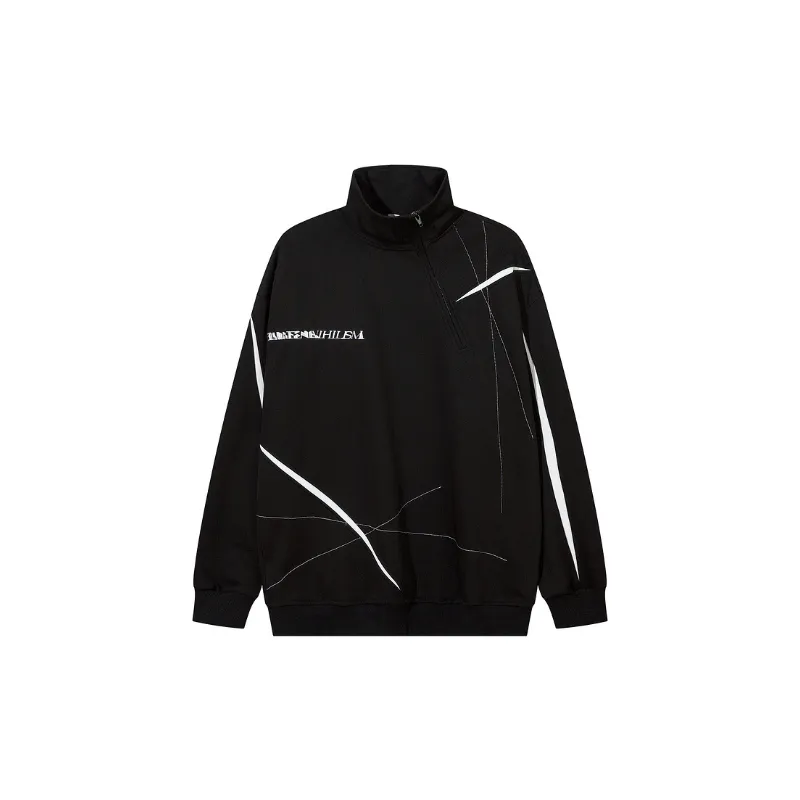 Fashionable Sopped Color Polo Collar Long sleeved Sweatshir-0