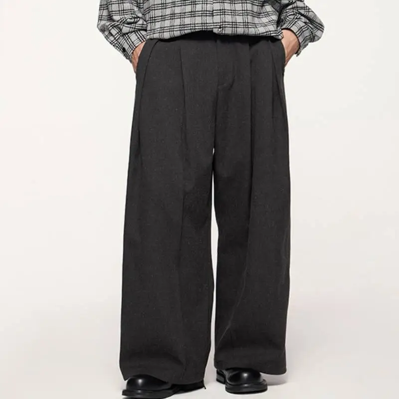 Casual Loose Blended Synthetic Fabrics Suit Trousers-12