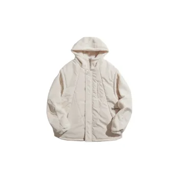 Vintage Stitching Lamb Wool Warm Hooded Loose Winter Cotton padded Coat