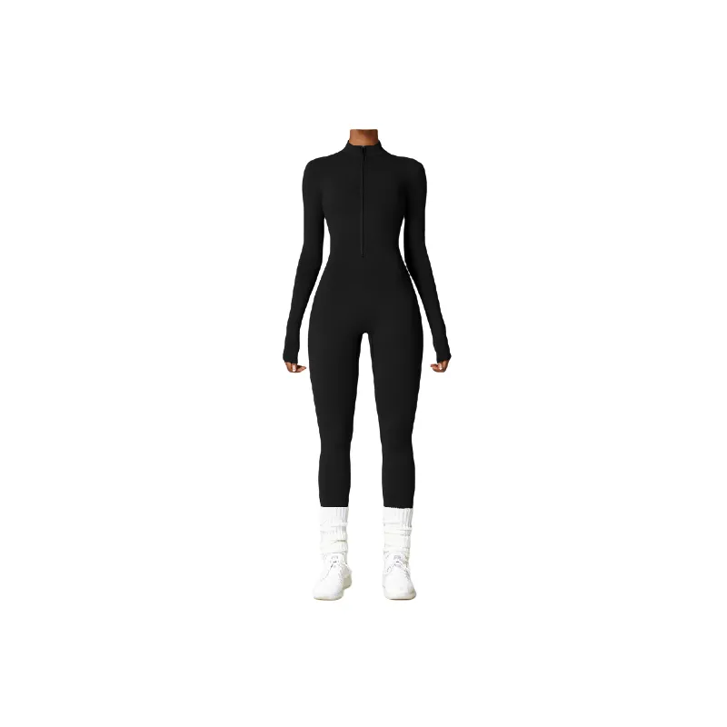 Casual Zipper Bodysuit Women-3
