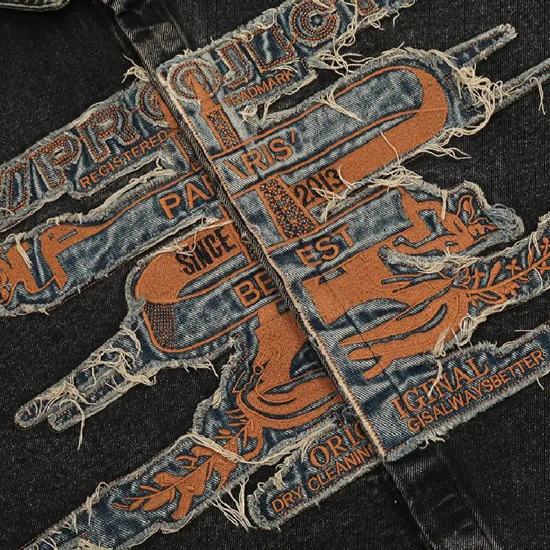 Simple Embroidered Denim Jacket-3