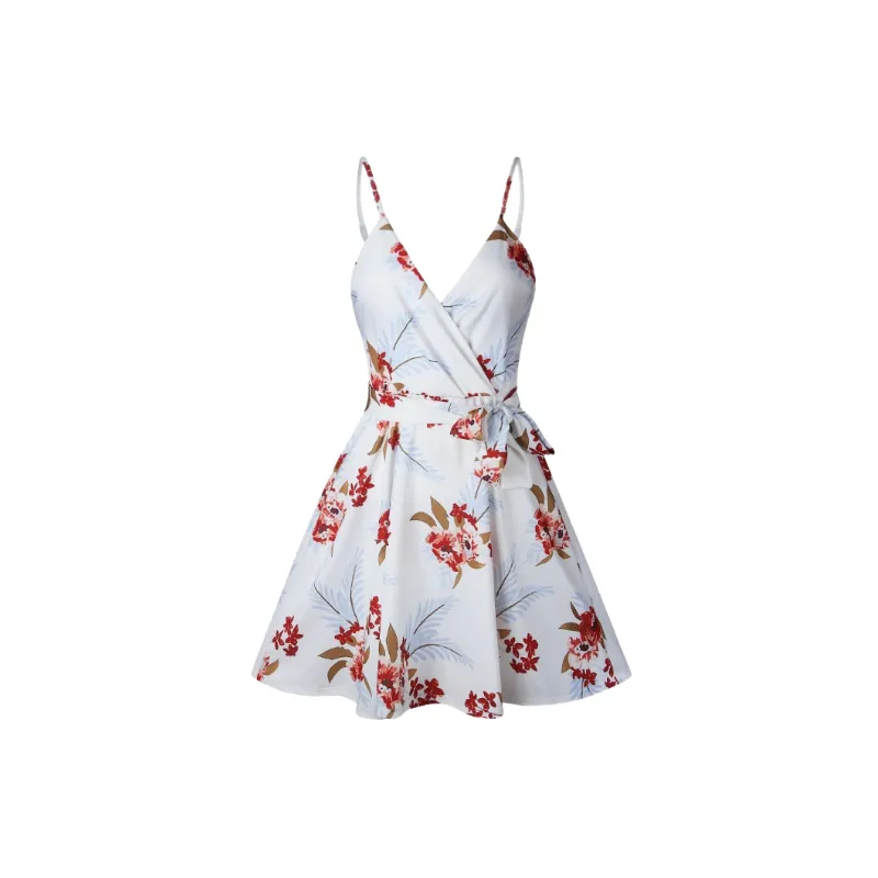 Sexy Lace Up Cotton Slip Dress Women-0