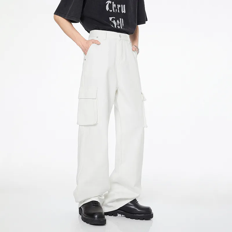 Casual Loose Denim Cargo Pants-1