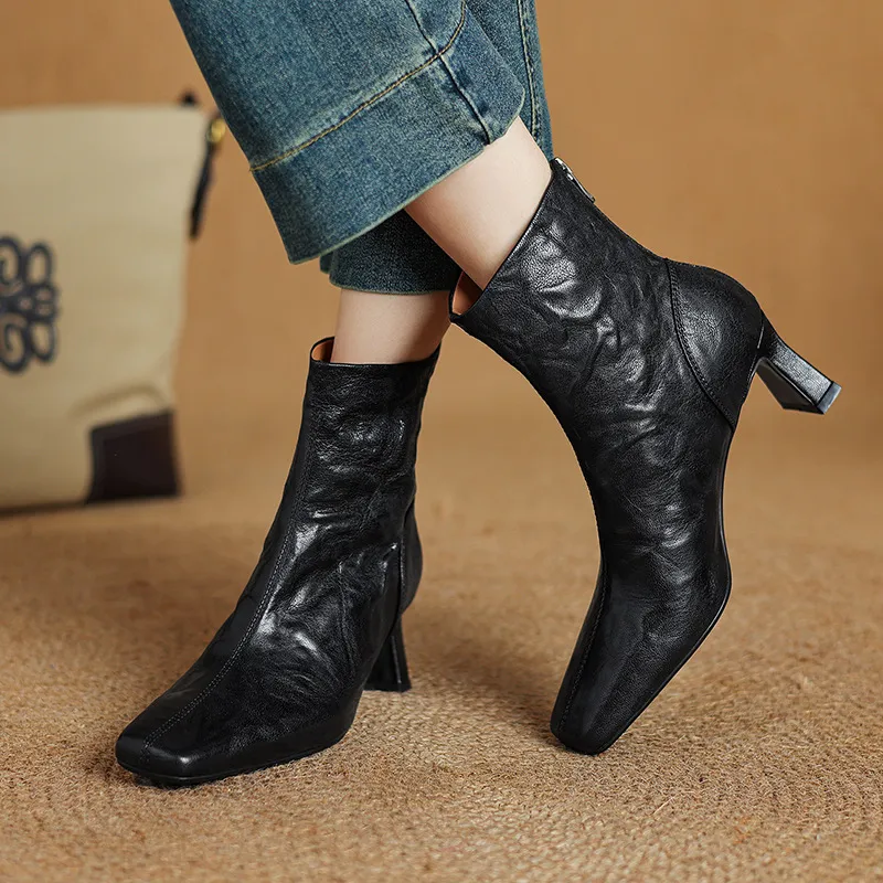 Simple Plain Ankle Boots-2