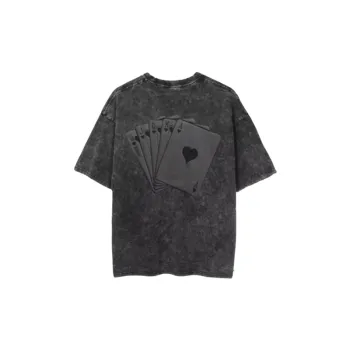 Vintage Washed Old Poker Dice Printed Short sleeved T shirt