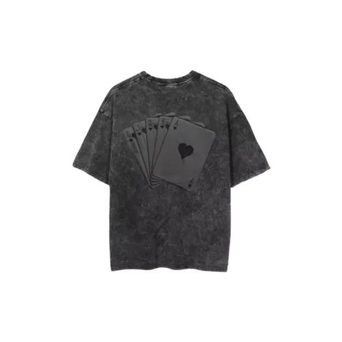Vintage Washed Old Poker Dice Printed Short sleeved T shirt