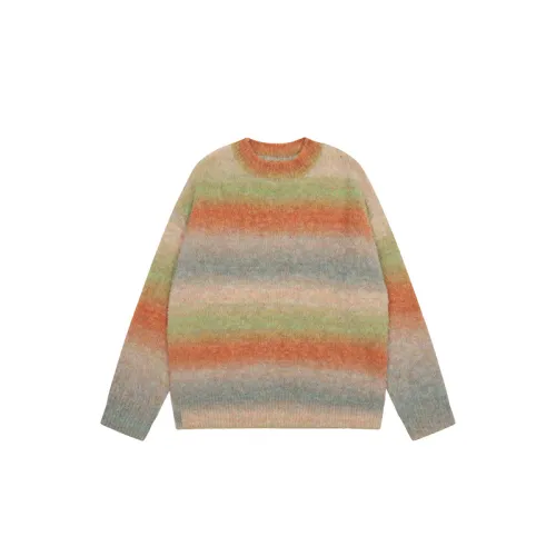 Retro Gradient Striped Loose Lazy Style Couple Sweater