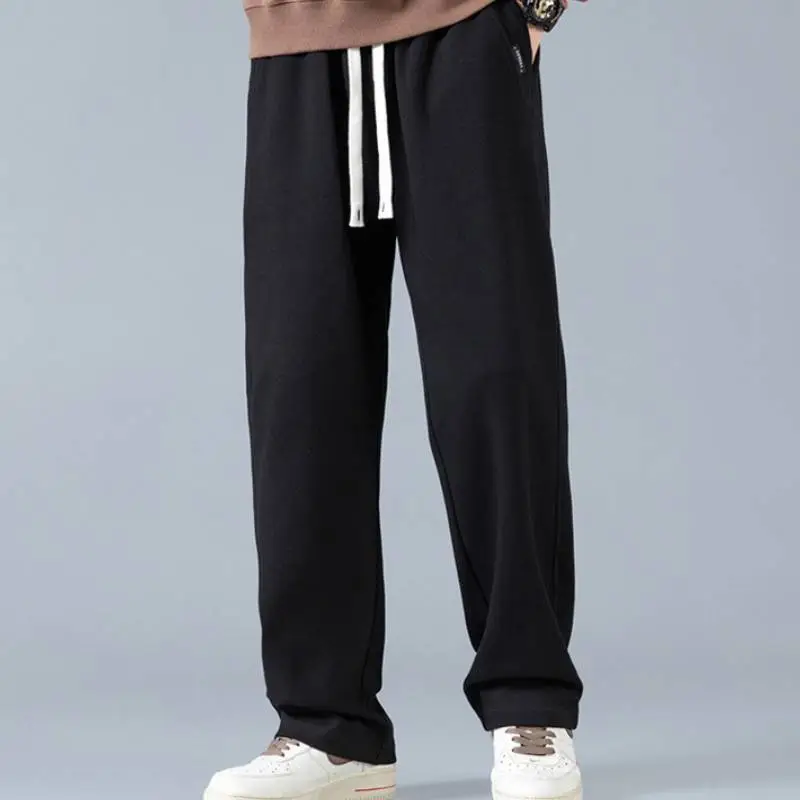 Loose Straight Leg Polyester Casual Pants-10