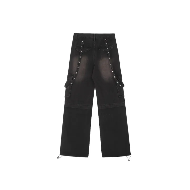 Trendy Loose Multi Pocket Jeans-5