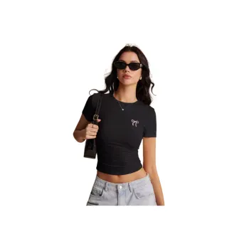 Casual Bow Polyester T Shirt Women
