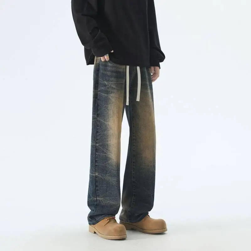 Washed Straight Leg Jeans-4