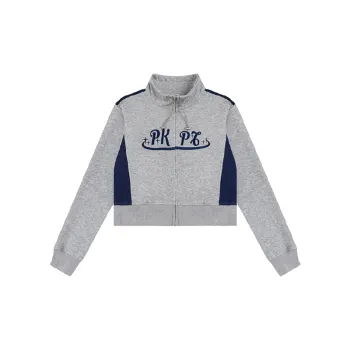 Casual Letter Embroidered Contrast Color Cotton Sweatshirt Women