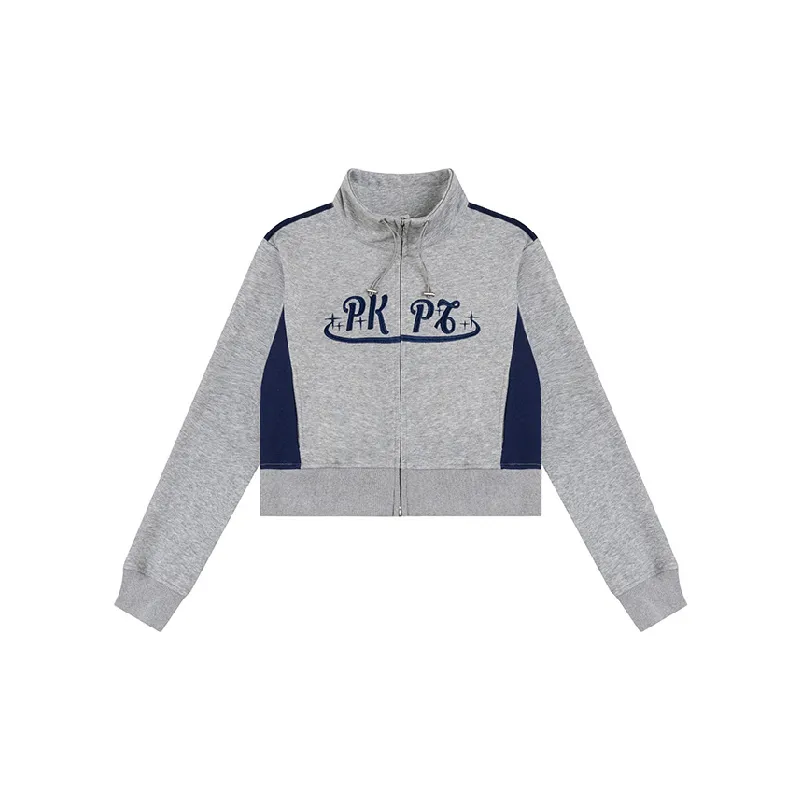Casual Letter Embroidered Contrast Color Cotton Sweatshirt Women-2