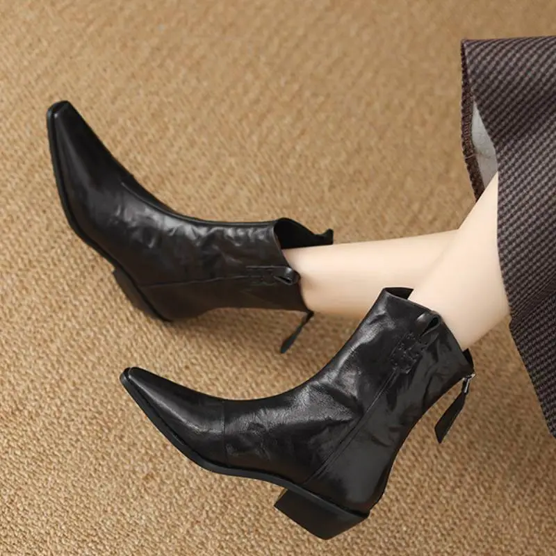 Simple Plain Ankle Boots-1