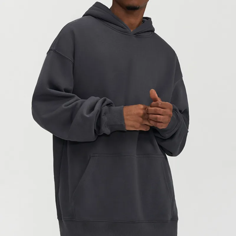 Plain Loose Cotton Hoodie-4