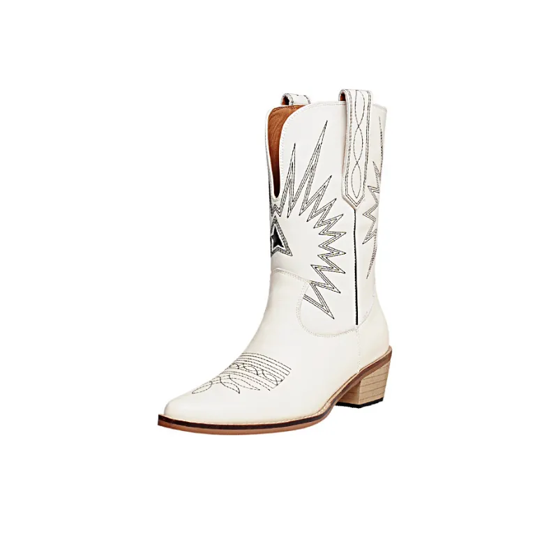 Casual Embroidered Loose Ankle Boots-3