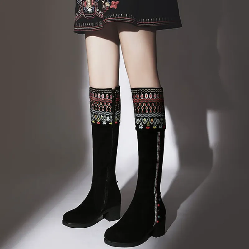 Retro Trendy Knee High Boots-3