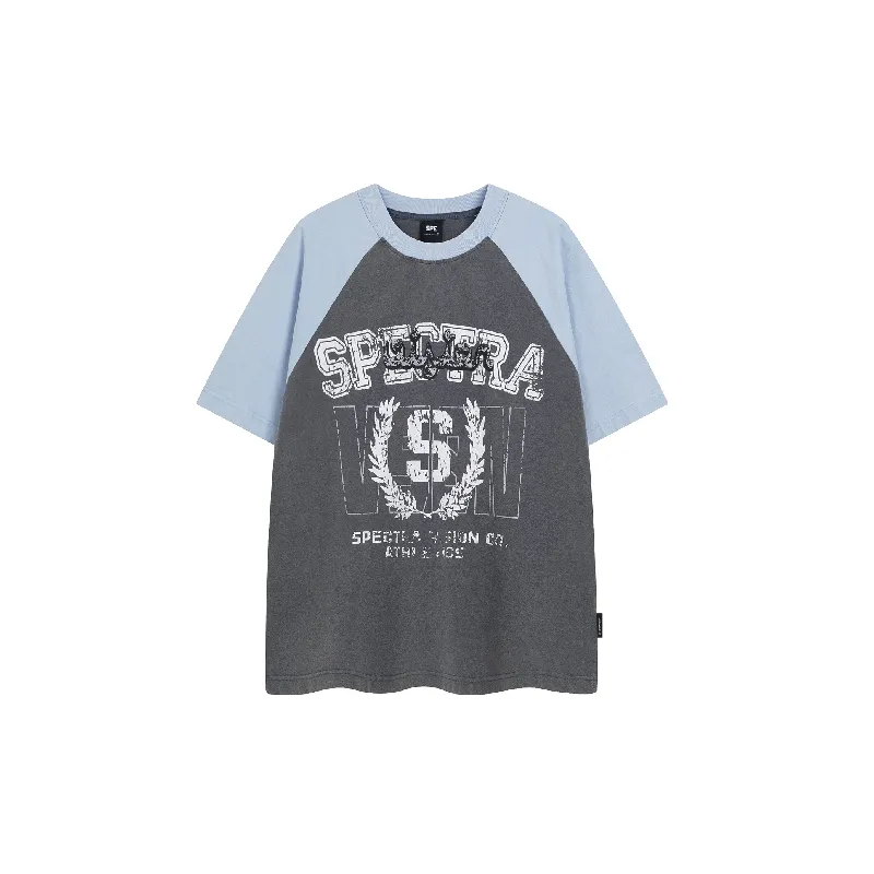 Retro Contrast Color Cotton T Shirt Unisex-4