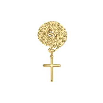 Hip Hop Gold plated Cross Pendant Stainless Steel Necklace