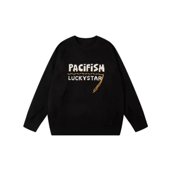 Leisure Lazy Wind Letter Jacquard Crewneck Sweater