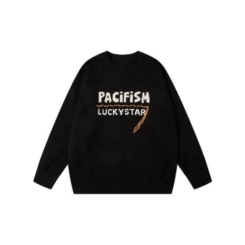 Leisure Lazy Wind Letter Jacquard Crewneck Sweater