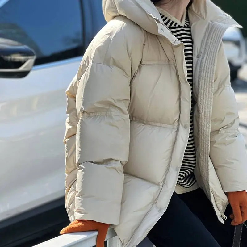 Simple Funky White Duck Down Jacket-1