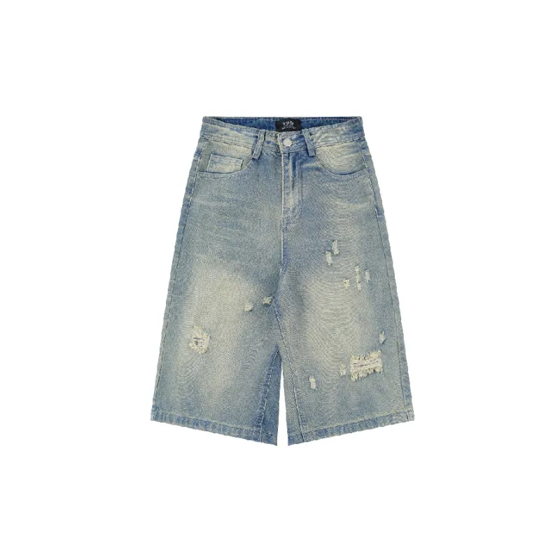 Street Distress Denim Shorts-0