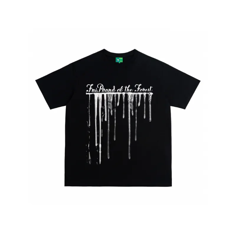 Retro Abstract Letter Print Short Sleeved T Shirt-0