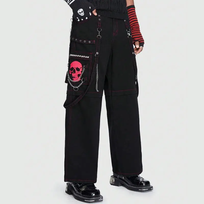 Street Loose Denim Cargo Pants-2