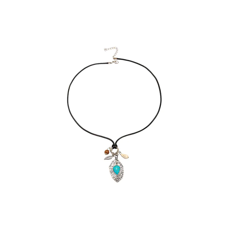 Turquoise Pendant Bohemian Shell Necklace-0