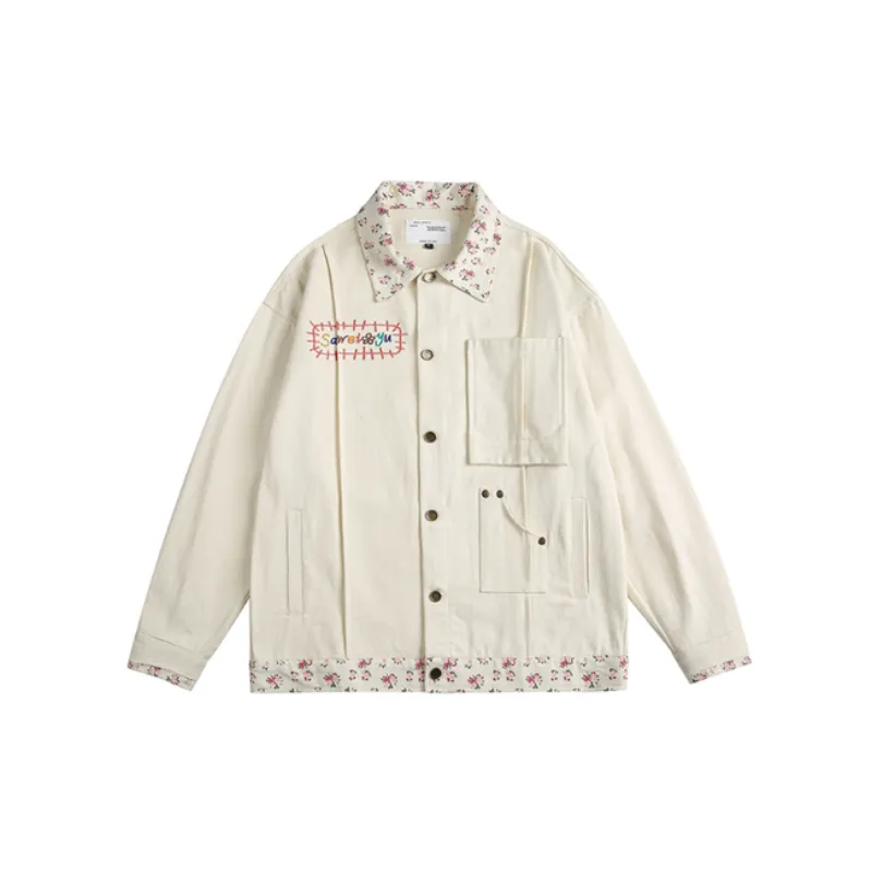 Retro Hip Hop Embroidered Workwear Casual Jacket-0